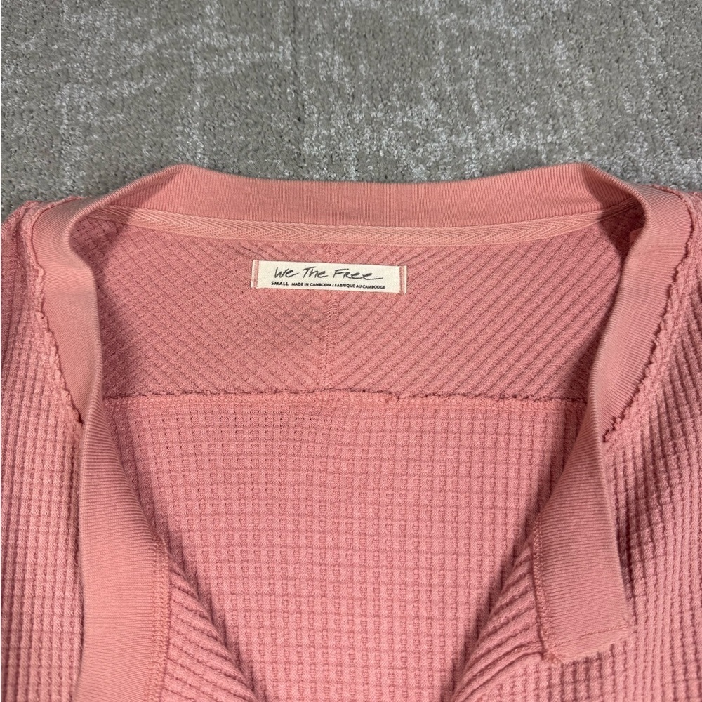 Free People Pink Monterey  Waffle Knit Top Women Size Small - Picture 2 of 6